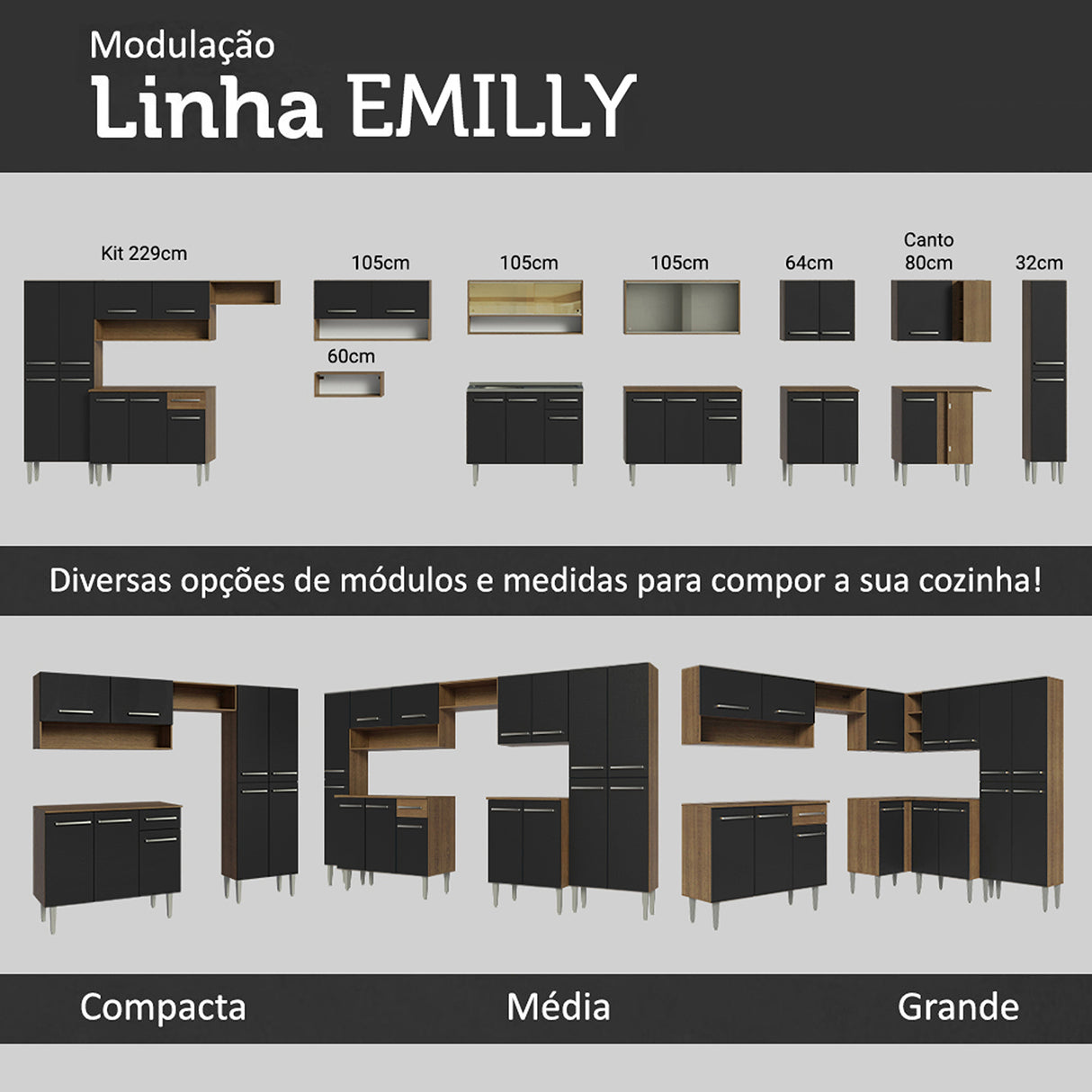 Cocina Integral Emilly Marron y Negro 137x186cm con Mesón de Acero y con Pozuelo - COCINAS | Bylmo