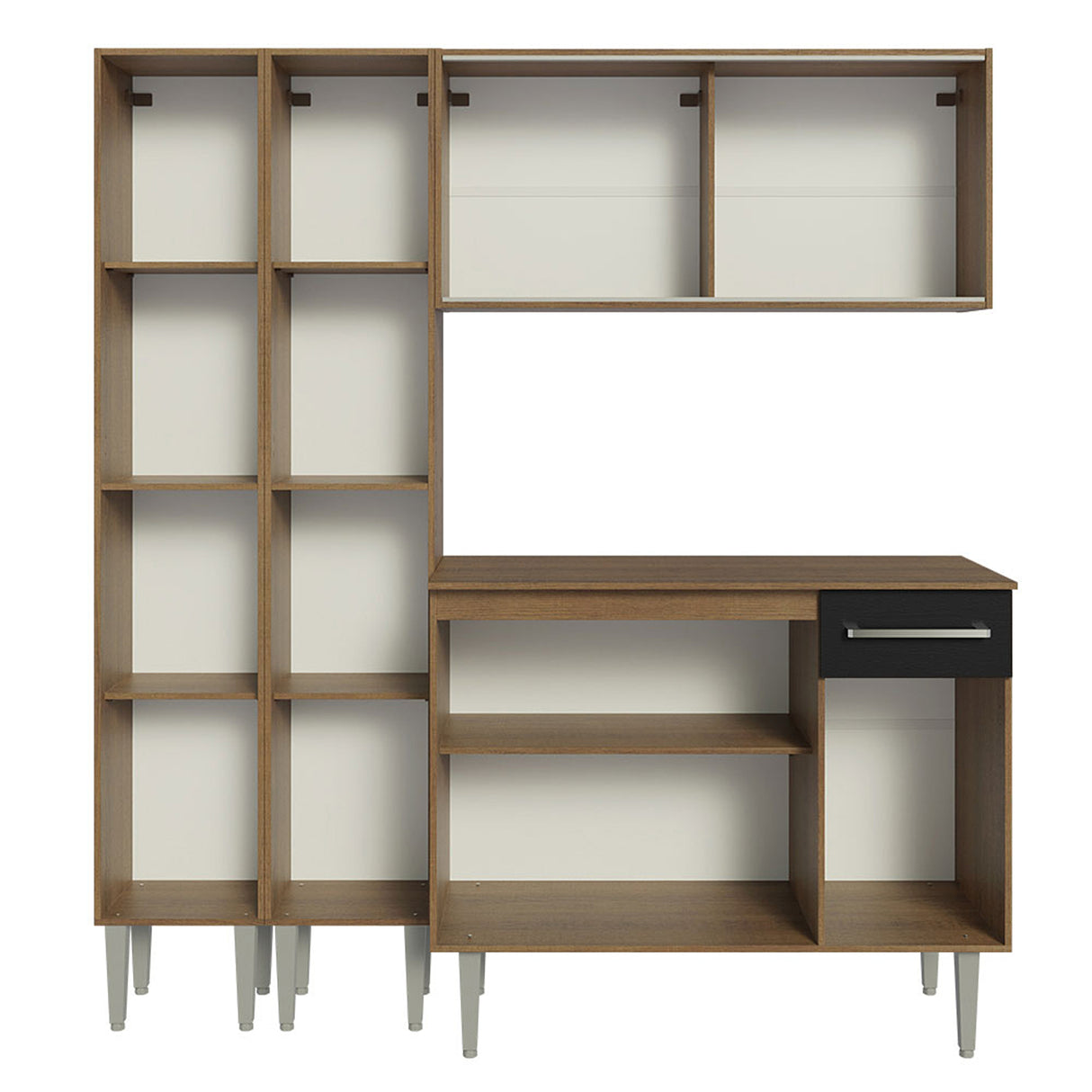 Cocina Integral Emilly Compacta 169x186 Marrón y Negro - COCINAS | Bylmo