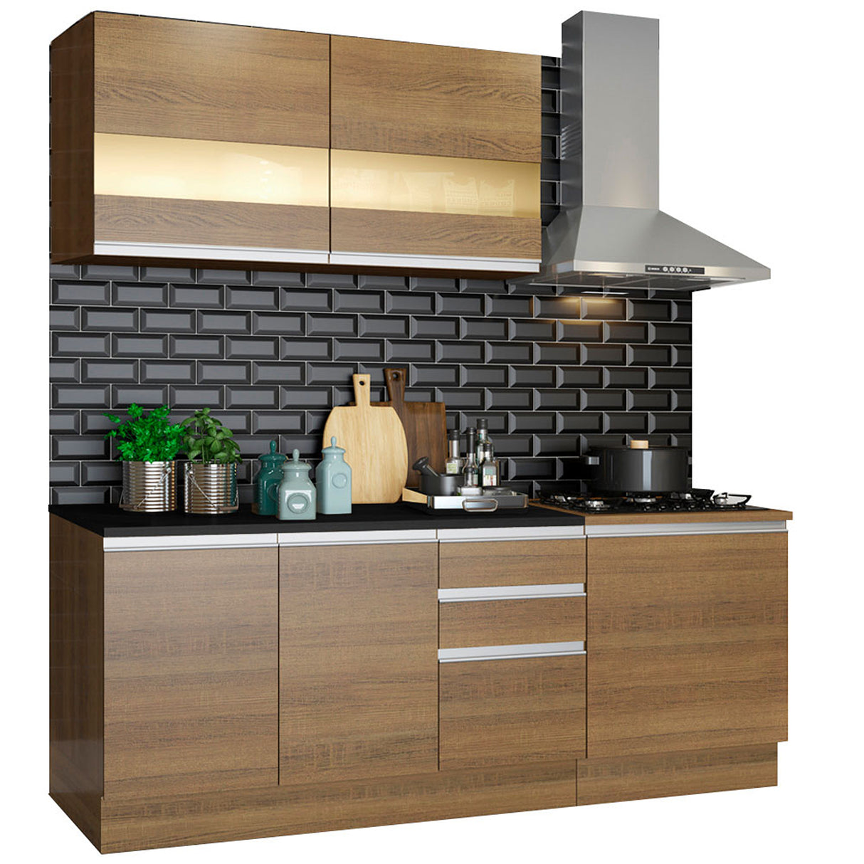 Cocina Integral Milão Marron 180x225cm sin Mesón y sin Pozuelo - COCINAS | Bylmo
