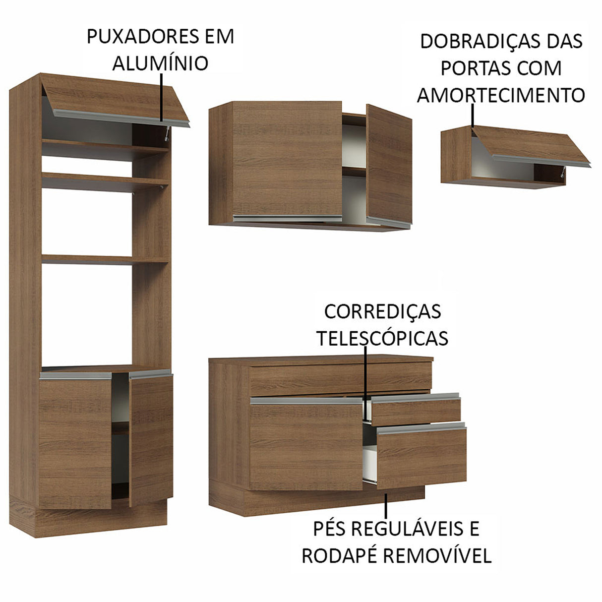 Cocina Integral Glamy 270x225 Marrón Moderna espaciosa y resistente. - COCINAS | Bylmo