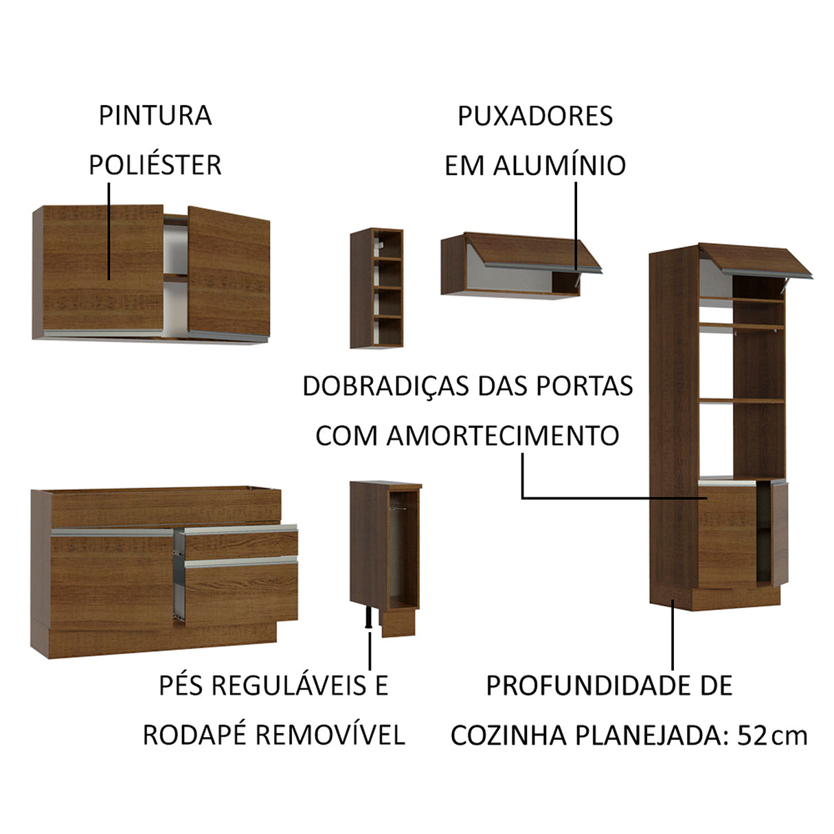 Cocina Integral Cristal Marron 290x225cm sin Mesón y sin Pozuelo - COCINAS | Bylmo