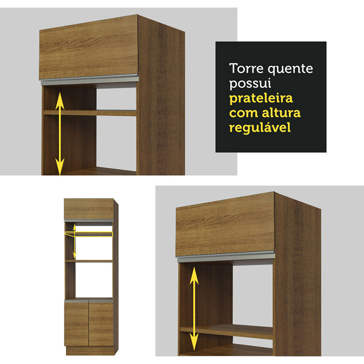 Cocina Integral Safira Glamy Marron 290x225cm con Mesón y sin Pozuelo - COCINAS | Bylmo
