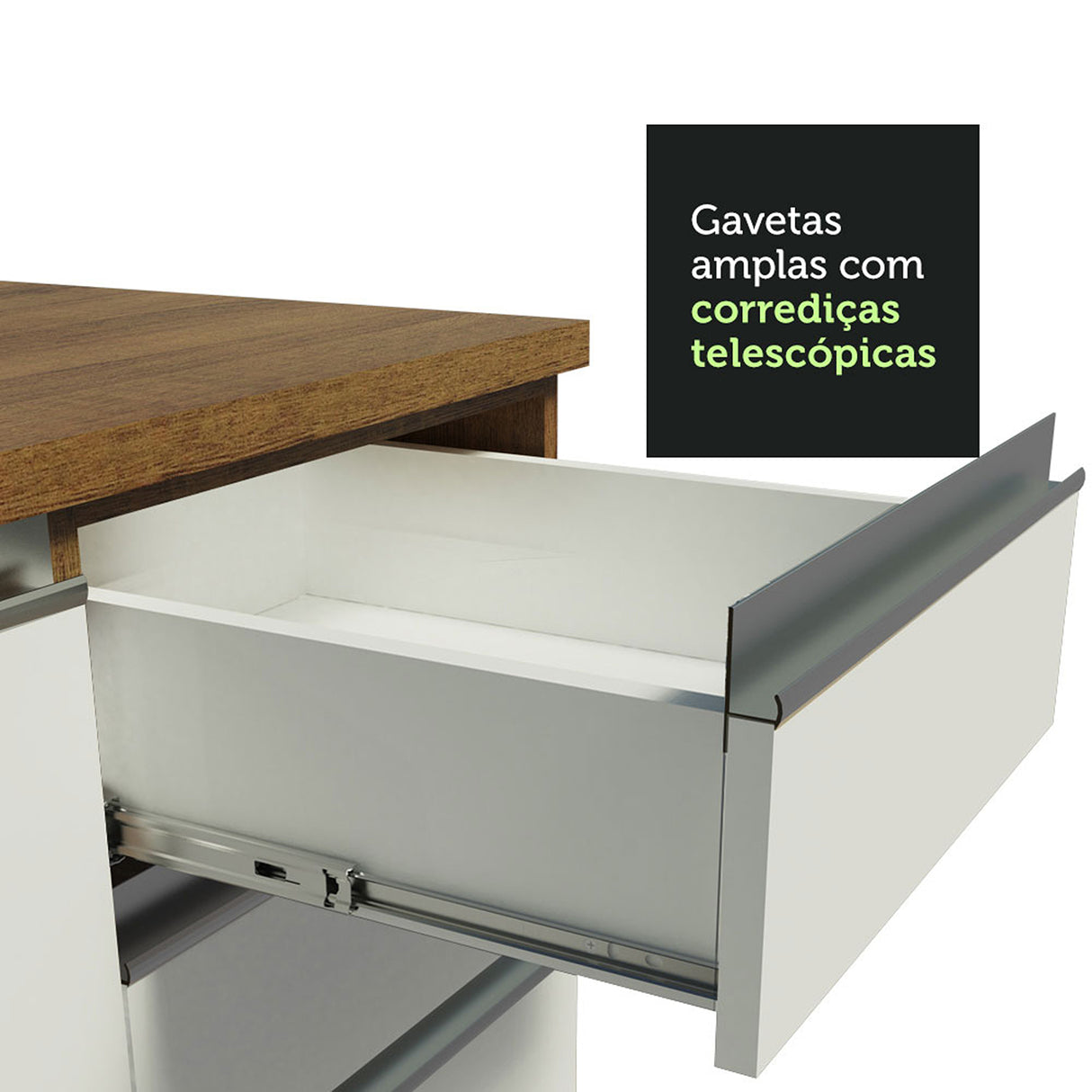 Cocina Integral Glamy Marron y Blanco 330x225cm con Mesón y sin Pozuelo - COCINAS | Bylmo