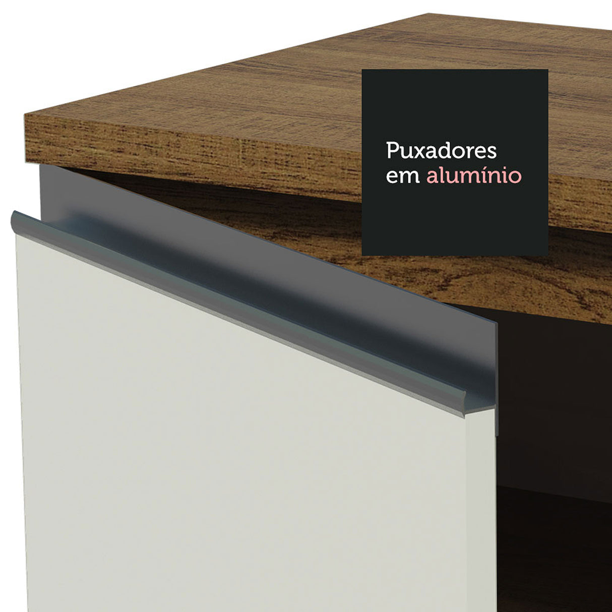 Cocina Integral Glamy Marron y Blanco 350x225cm con Mesón y sin Pozuelo - COCINAS | Bylmo