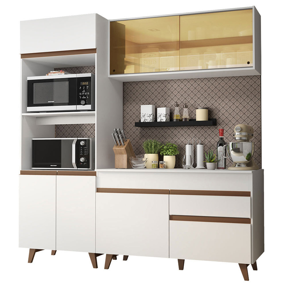 Cocina Integral Reims Blanco 190x210cm con Mesón y sin Pozuelo - COCINAS | Bylmo
