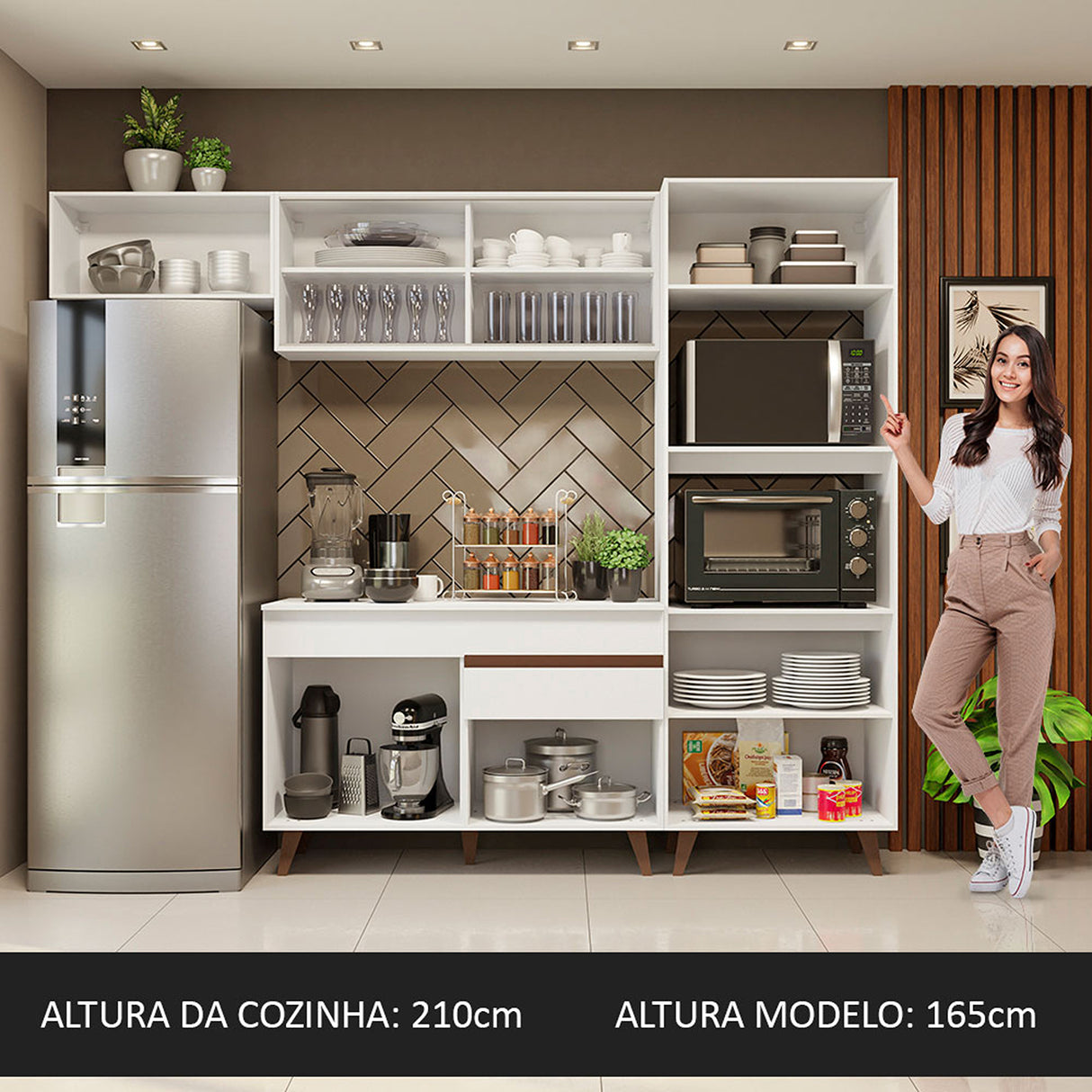 Cocina Integral Reims Blanco 260x210cm con Mesón y sin Pozuelo - COCINAS | Bylmo