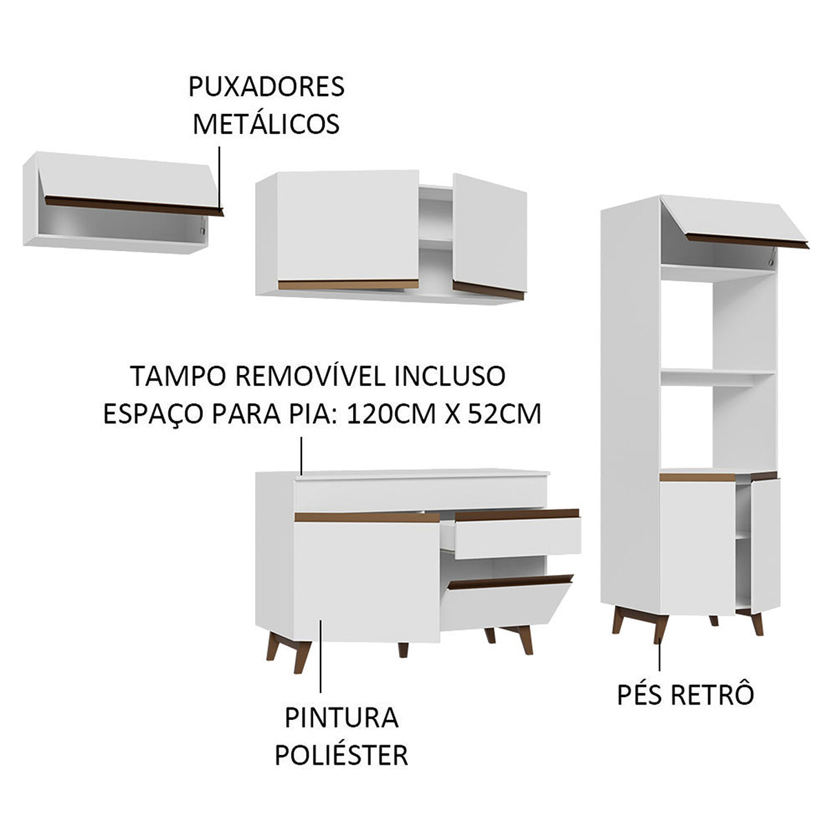 Cocina Integral Reims Blanco 260x210cm Moderna y Funcional - COCINAS | Bylmo