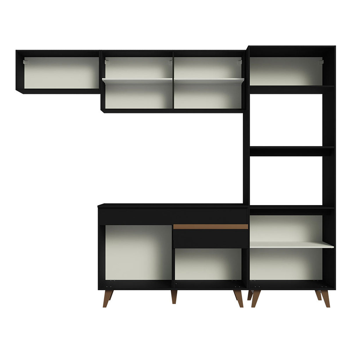 Cocina Integral Reims Negro 260x210cm con Mesón y sin Pozuelo - COCINAS | Bylmo