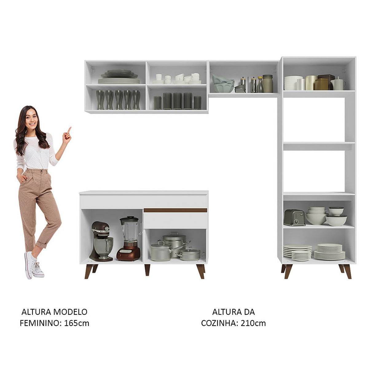 Cocina Integral Reims Blanco 260x210 cm Moderna Amplia y Resistente - COCINAS | Bylmo