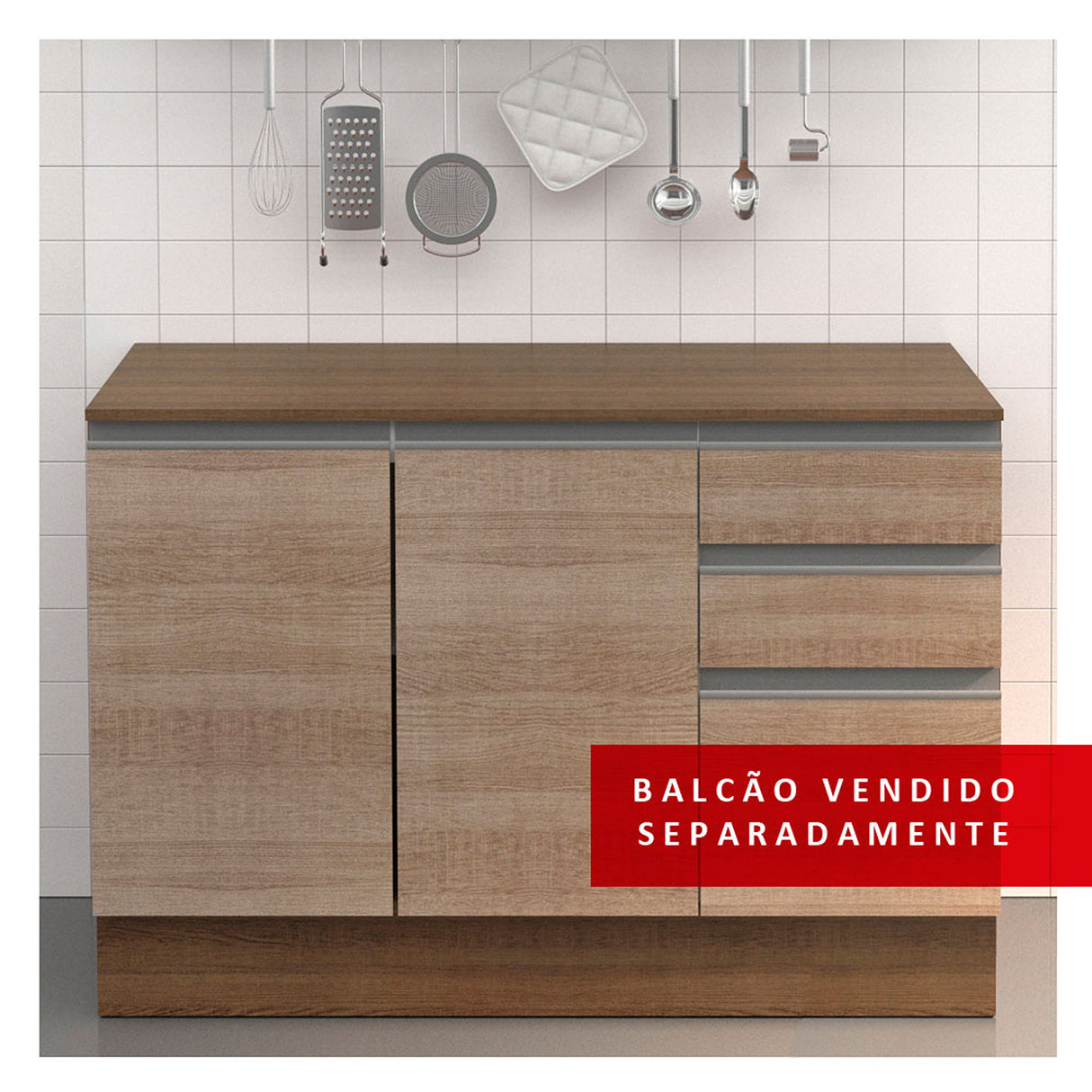 Mesón de Cocina Marron 120x52cm de Madera MDP Sin Perforaciones - MESONES DE COCINA | Bylmo