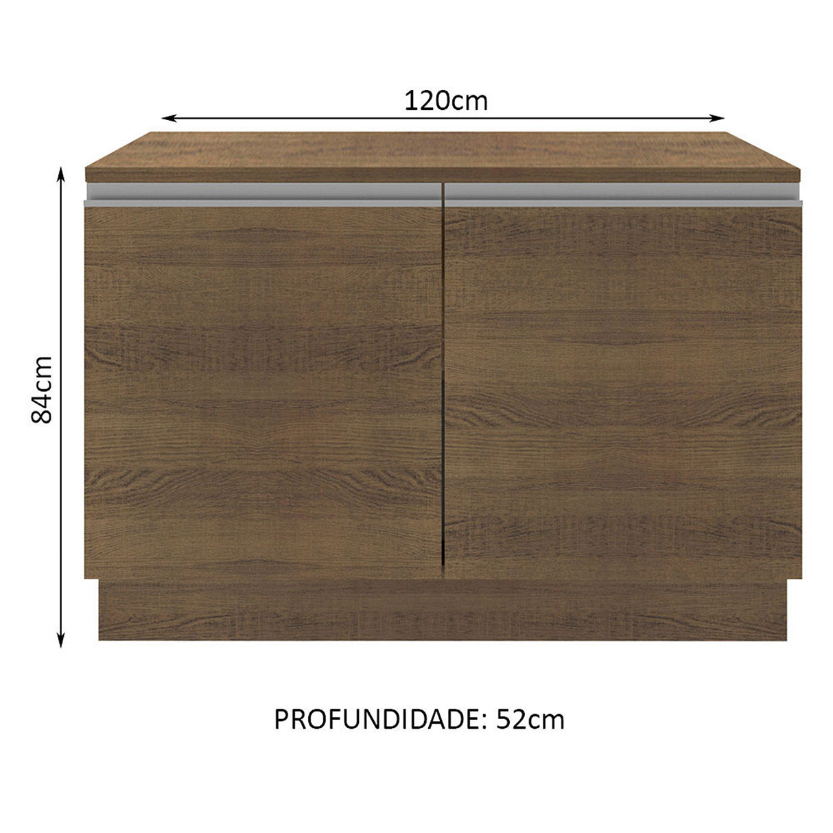 Mueble Inferior de Cocina Glamy Marron 120x84cm con Mesón de Madera y Dos Puertas - MUEBLES INFERIORES DE COCINA | Bylmo