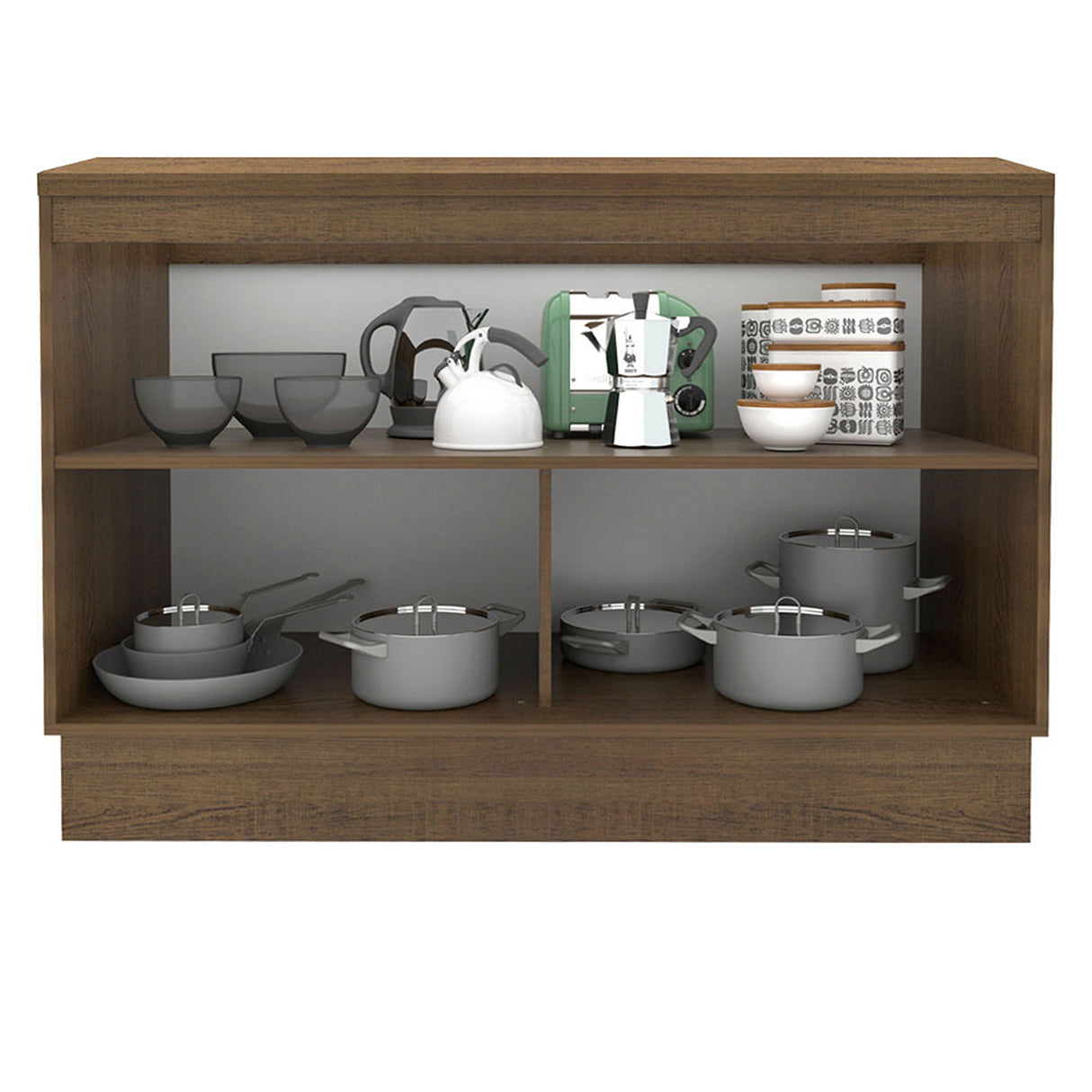 Mueble Inferior de Cocina Glamy Marron 120x84cm con Mesón de Madera y Dos Puertas - MUEBLES INFERIORES DE COCINA | Bylmo