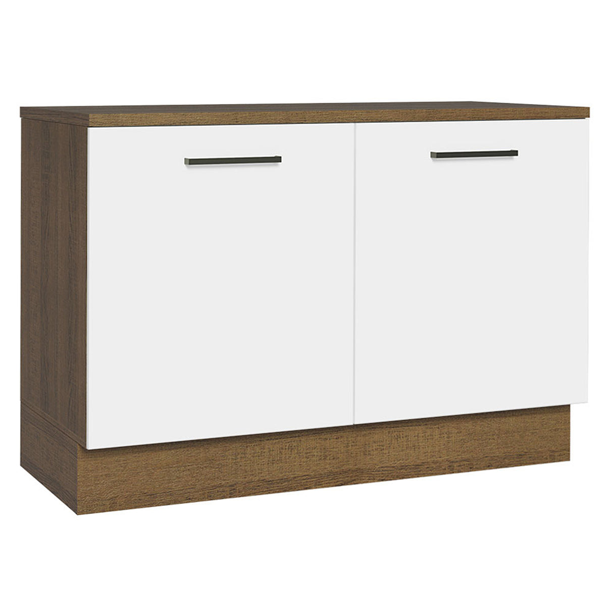 Mueble Inferior de Cocina Agata Marron y Blanco 120x84cm con Mesón de Madera y Dos Puertas - MUEBLES INFERIORES DE COCINA | Bylmo