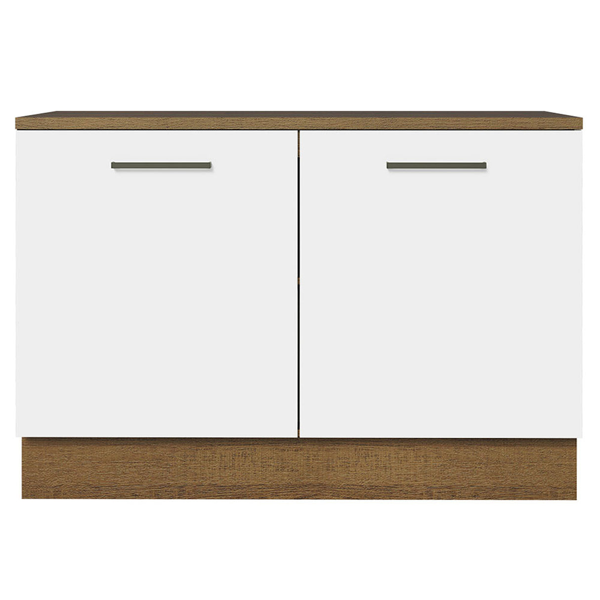 Mueble Inferior de Cocina Agata Marron y Blanco 120x84cm con Mesón de Madera y Dos Puertas - MUEBLES INFERIORES DE COCINA | Bylmo