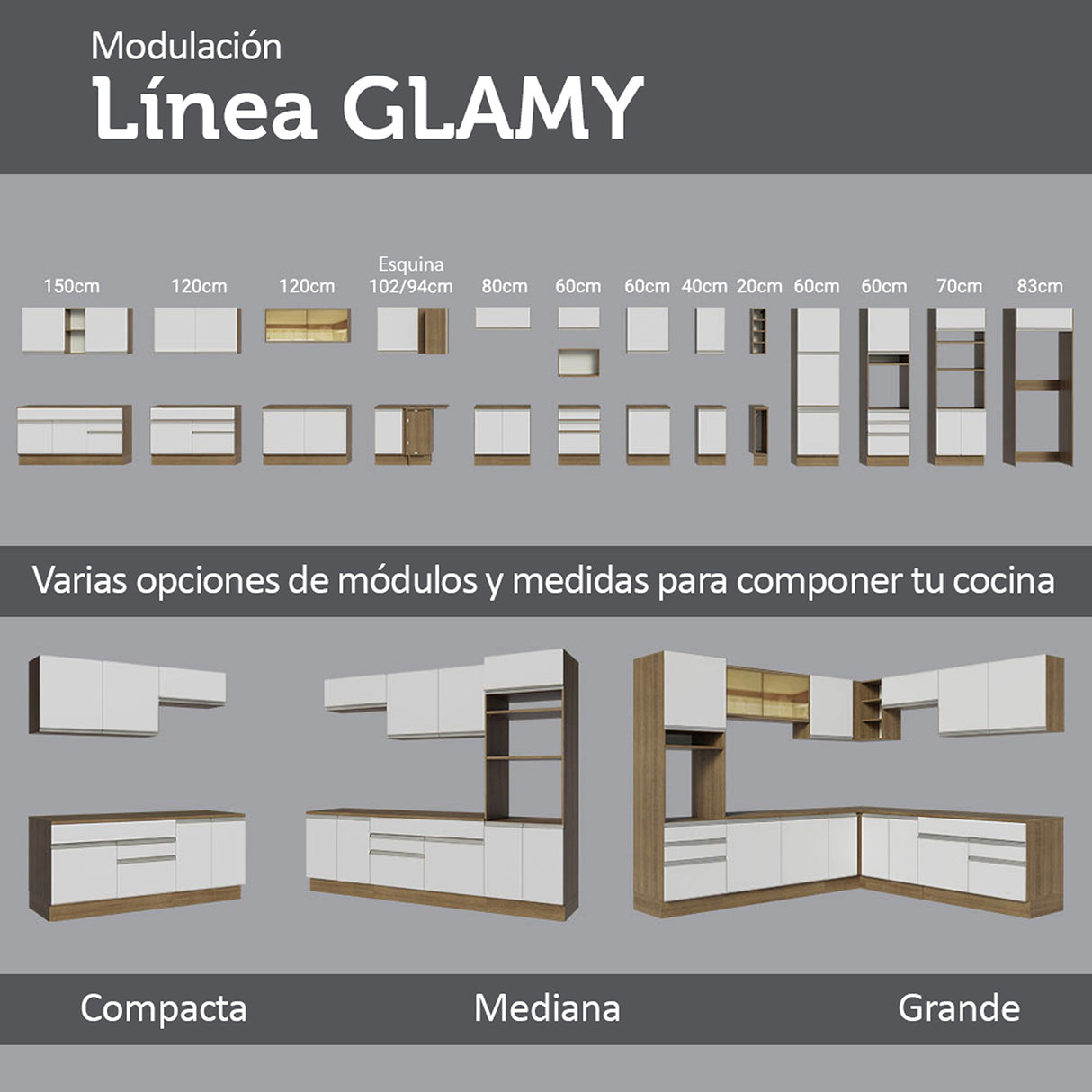 Mueble Inferior de Cocina Glamy Marron y Blanco 120x84cm con Mesón de Madera y Dos Puertas - MUEBLES INFERIORES DE COCINA | Bylmo