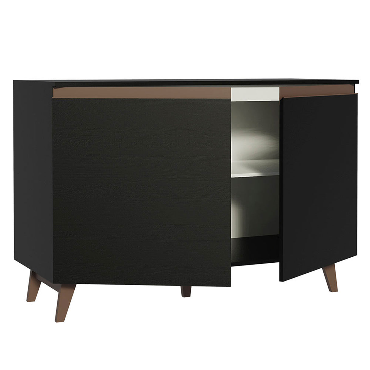 Mueble Inferior de Cocina Reims Negro 120x83cm con Mesón de Madera y Dos Puertas - MUEBLES INFERIORES DE COCINA | Bylmo