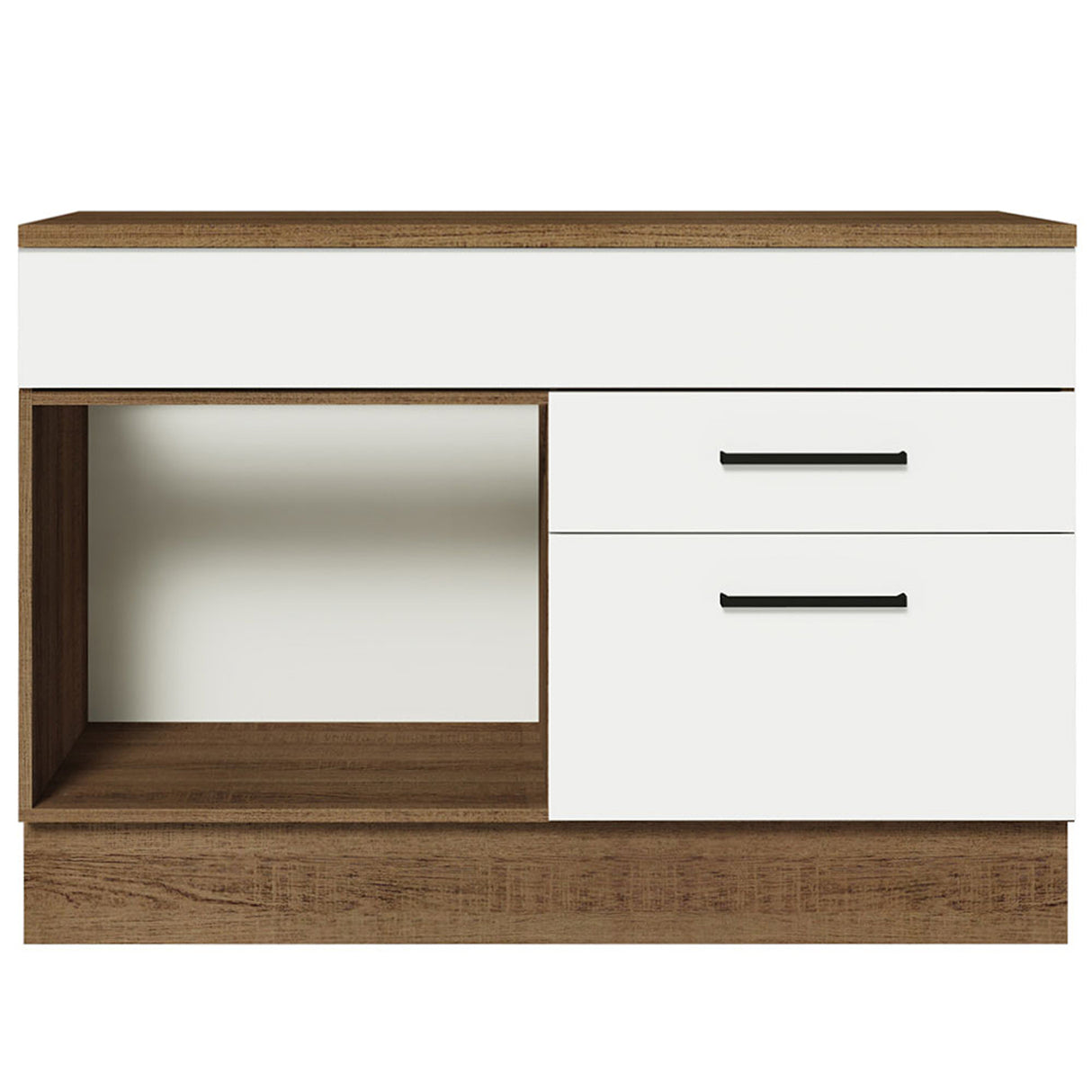 Mueble Inferior de Cocina Agata Marron y Blanco 120x84cm con Mesón de Madera - MUEBLES INFERIORES DE COCINA | Bylmo