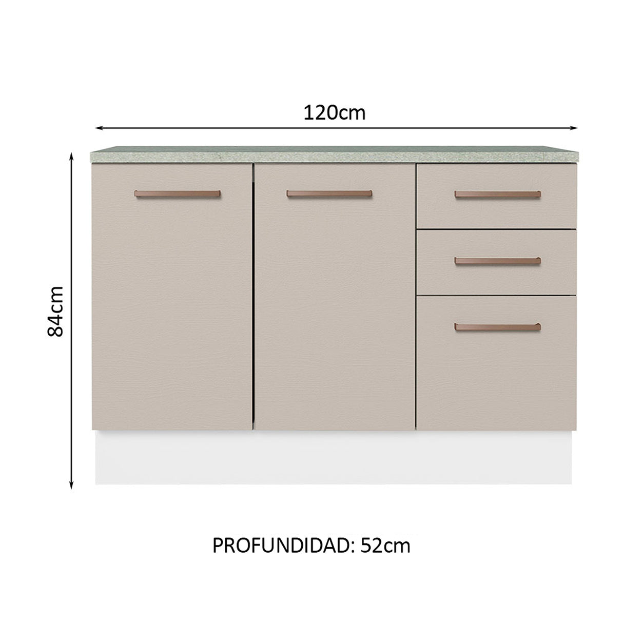 Mueble Inferior de Cocina Agata Blanco y Crema 120x84cm con Mesón de Madera - MUEBLES INFERIORES DE COCINA | Bylmo