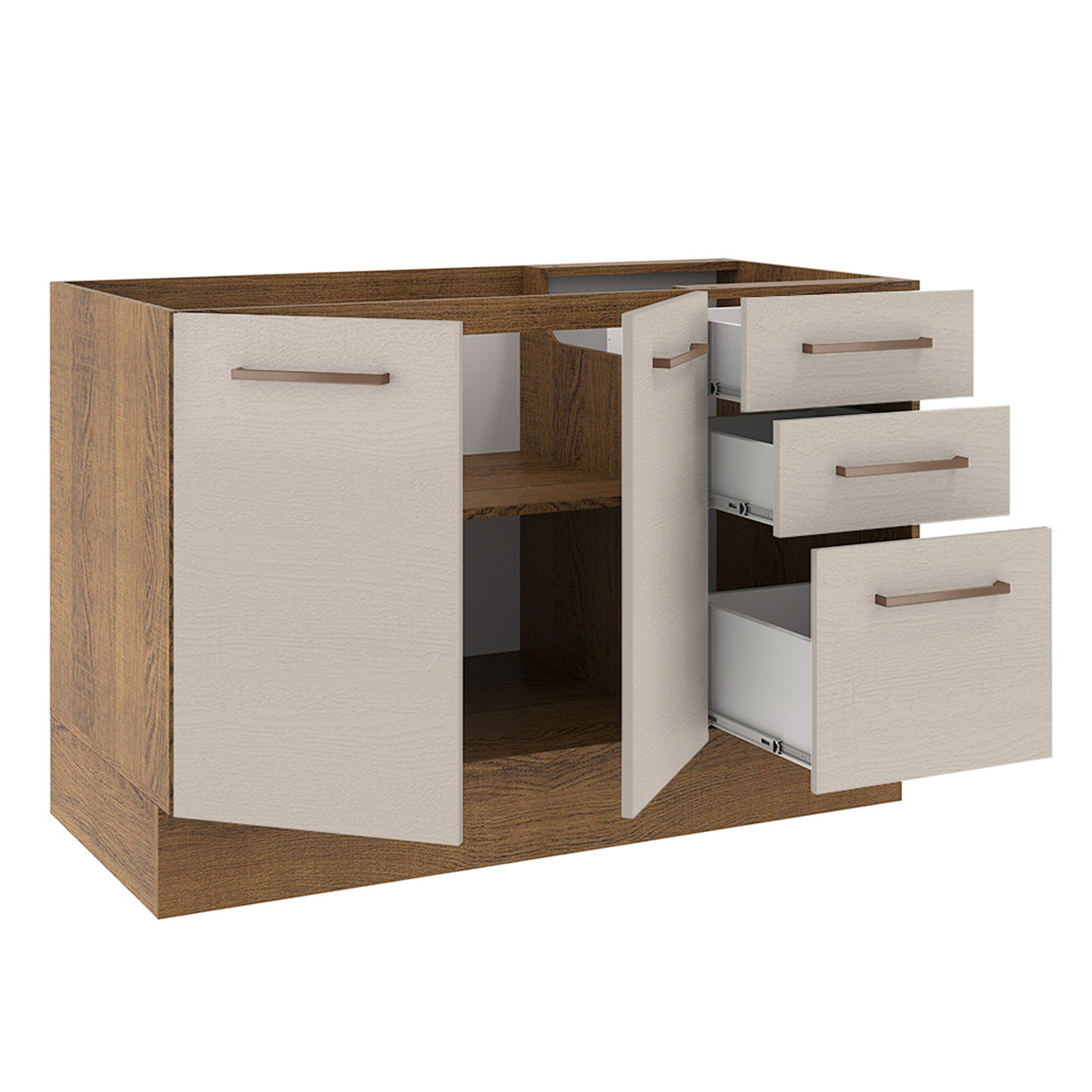Mueble Inferior de Cocina Agata Marron y Crema 120x81cm sin Mesón - MUEBLES INFERIORES DE COCINA | Bylmo