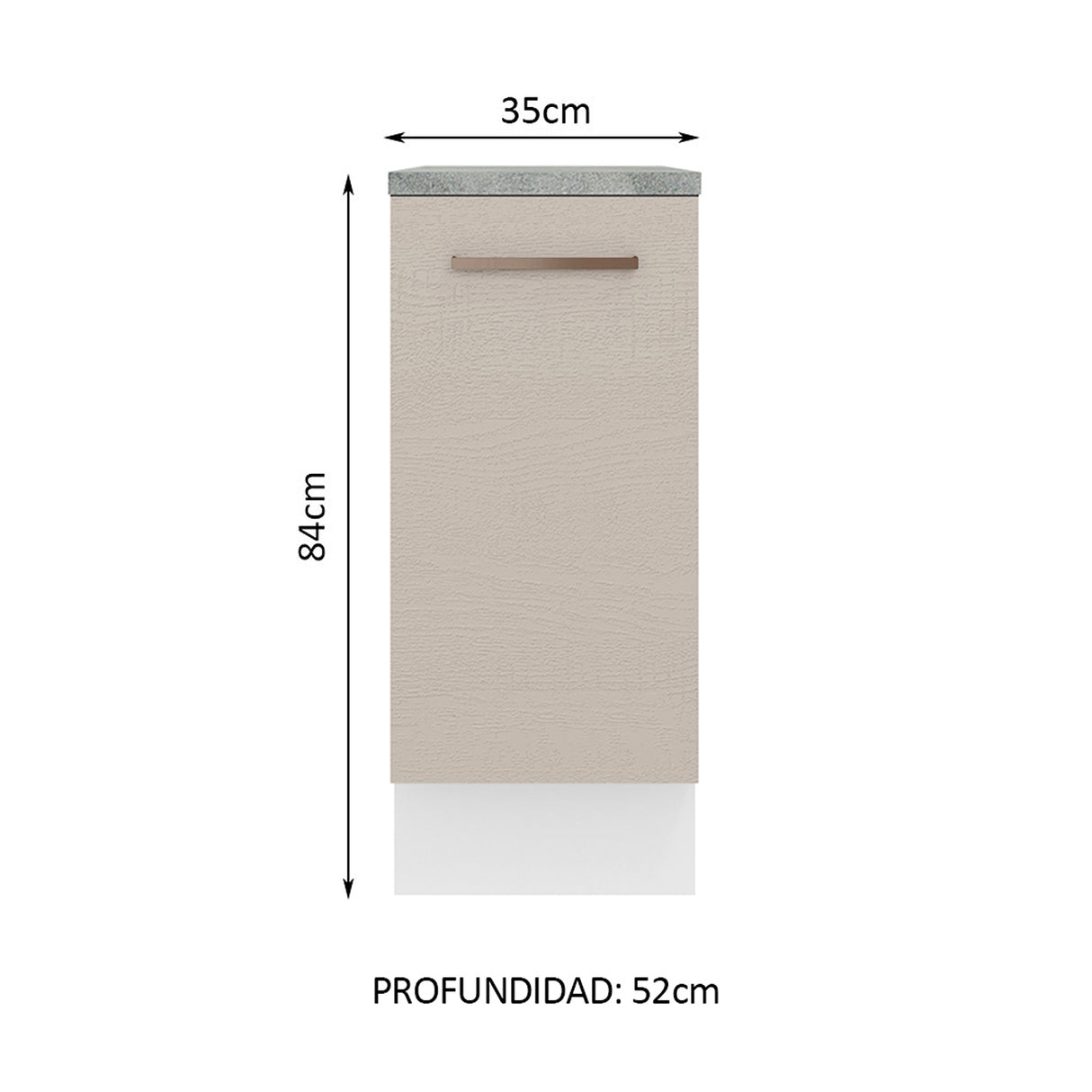 Mueble Inferior de Cocina Agata Blanco y Crema 35x84cm con Mesón de Madera - MUEBLES INFERIORES DE COCINA | Bylmo