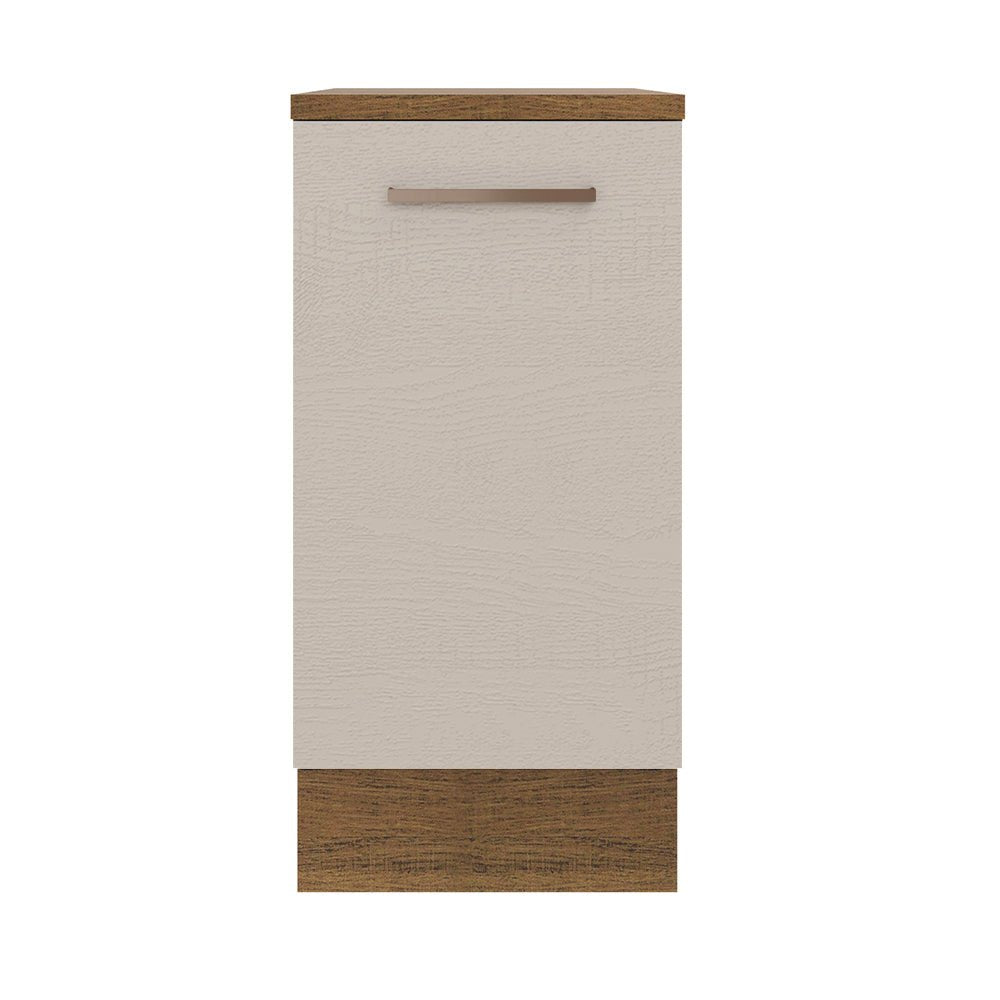 Mueble Inferior de Cocina Agata Marron y Crema 40x84cm con Mesón de Madera y Una Puerta - MUEBLES INFERIORES DE COCINA | Bylmo