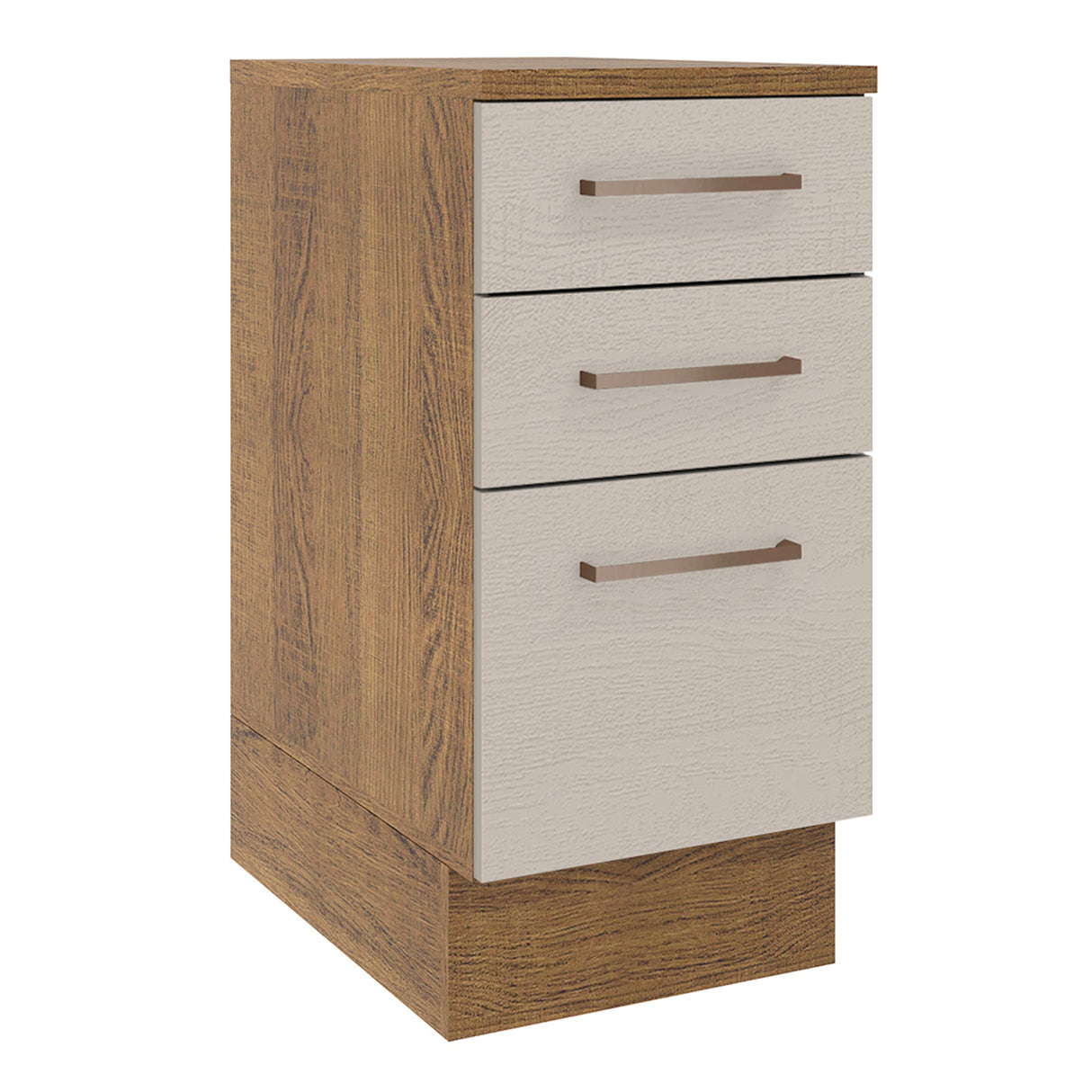 Mueble Inferior de Cocina Agata Marron y Crema 40x84cm con Mesón de Madera y Tres Cajones - MUEBLES INFERIORES DE COCINA | Bylmo