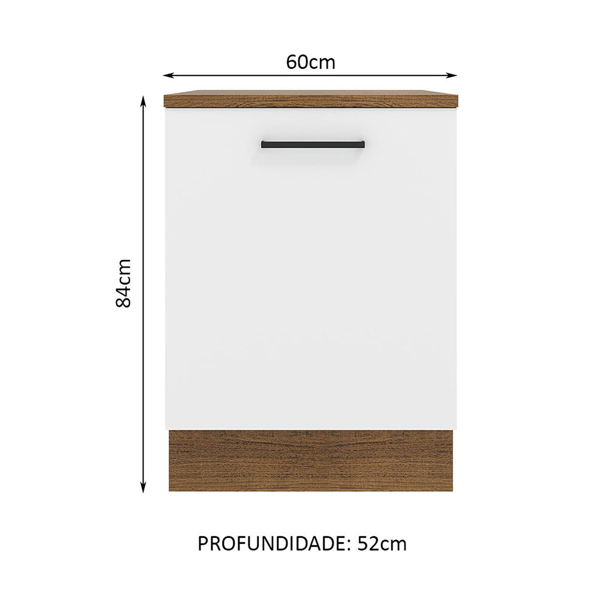 Mueble Inferior de Cocina Agata Marron y Blanco 60x84cm con Mesón de Madera - MUEBLES INFERIORES DE COCINA | Bylmo