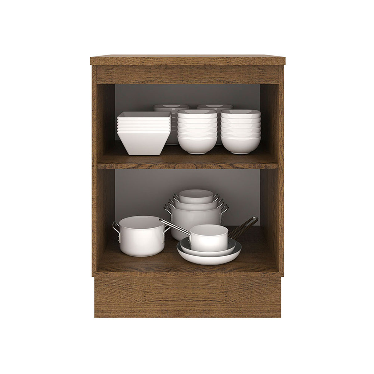 Mueble Inferior de Cocina Agata Marron y Blanco 60x84cm con Mesón de Madera - MUEBLES INFERIORES DE COCINA | Bylmo