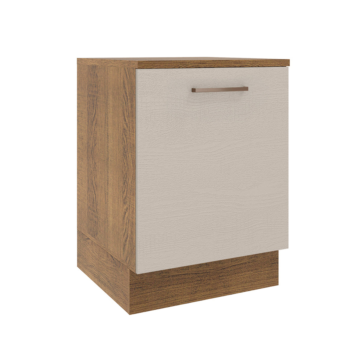 Mueble Inferior de Cocina Agata Marron y Crema 60x84cm con Mesón de Madera y Una Puerta - MUEBLES INFERIORES DE COCINA | Bylmo