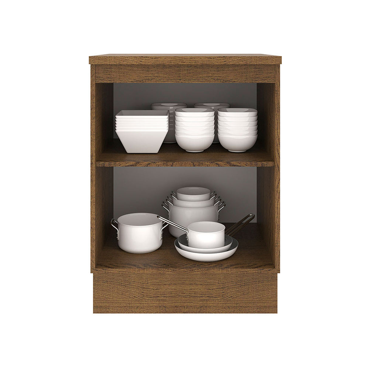 Mueble Inferior de Cocina Agata Marron y Crema 60x84cm con Mesón de Madera y Una Puerta - MUEBLES INFERIORES DE COCINA | Bylmo