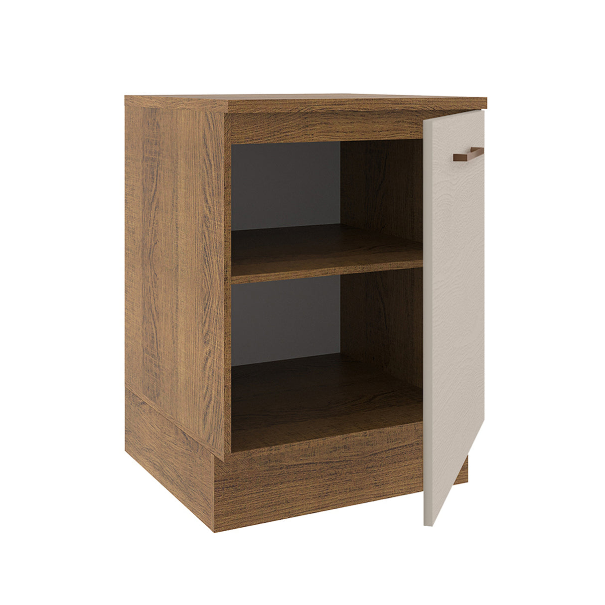 Mueble Inferior de Cocina Agata Marron y Crema 60x84cm con Mesón de Madera y Una Puerta - MUEBLES INFERIORES DE COCINA | Bylmo