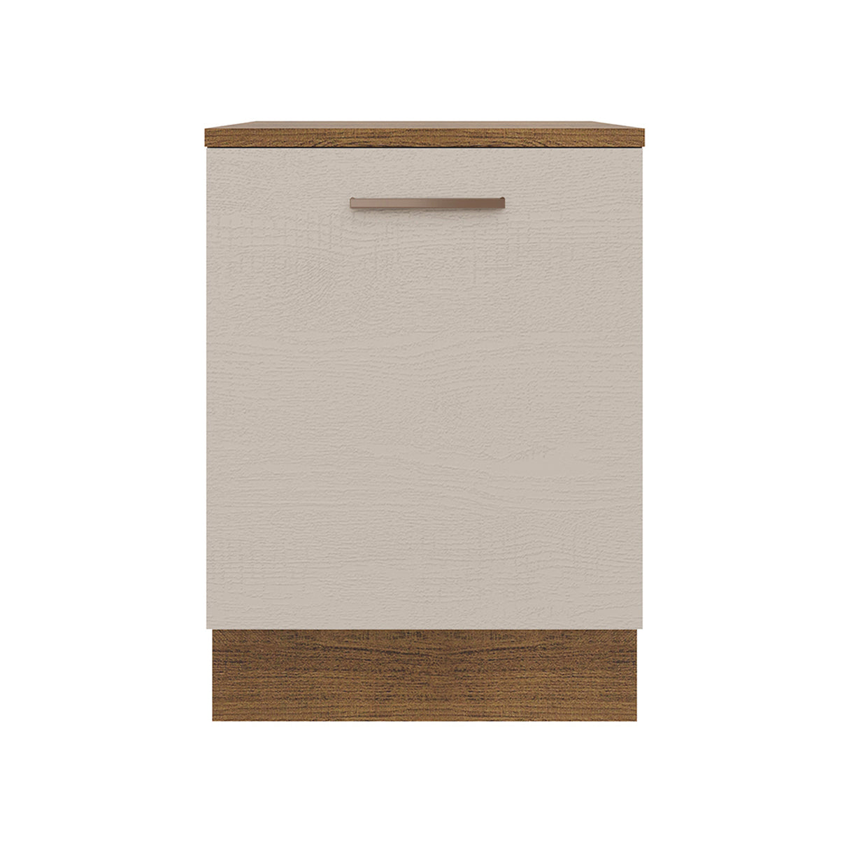 Mueble Inferior de Cocina Agata Marron y Crema 60x84cm con Mesón de Madera y Una Puerta - MUEBLES INFERIORES DE COCINA | Bylmo