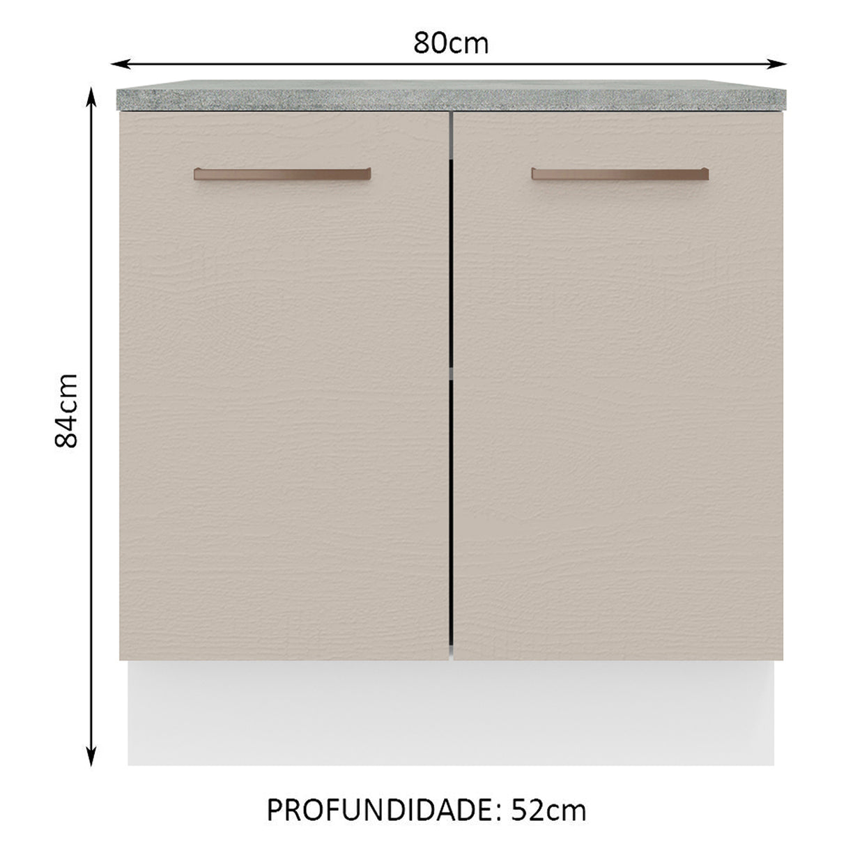 Mueble Inferior de Cocina Agata Blanco y Crema 80x84cm con Mesón de Madera y Dos Puertas - MUEBLES INFERIORES DE COCINA | Bylmo