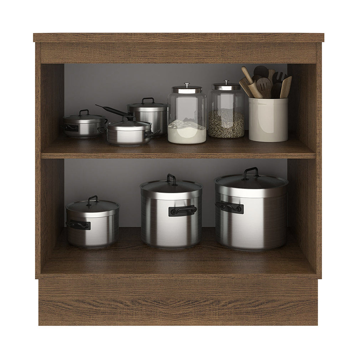 Mueble Inferior de Cocina Agata Marron y Crema 80x84cm con Mesón de Madera y Dos Puertas - MUEBLES INFERIORES DE COCINA | Bylmo