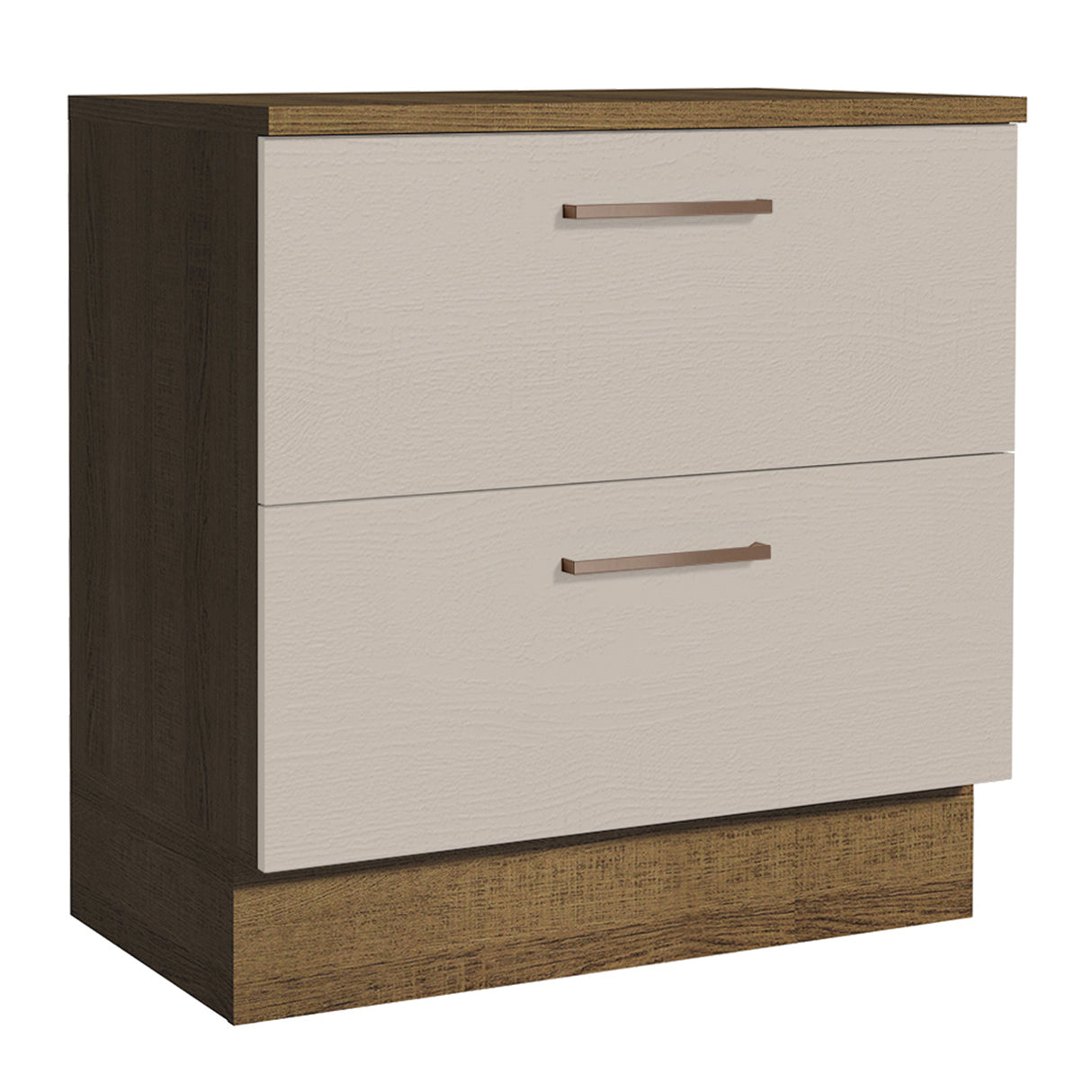 Mueble Inferior de Cocina Agata Marron y Crema 80x84cm con Mesón de Madera y Dos Cajones - MUEBLES INFERIORES DE COCINA | Bylmo