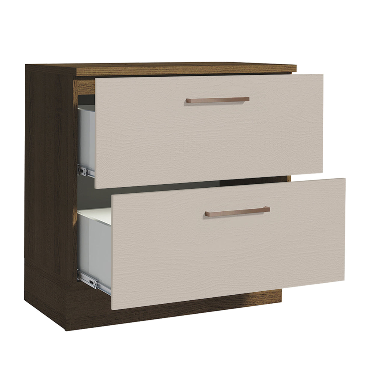 Mueble Inferior de Cocina Agata Marron y Crema 80x84cm con Mesón de Madera y Dos Cajones - MUEBLES INFERIORES DE COCINA | Bylmo