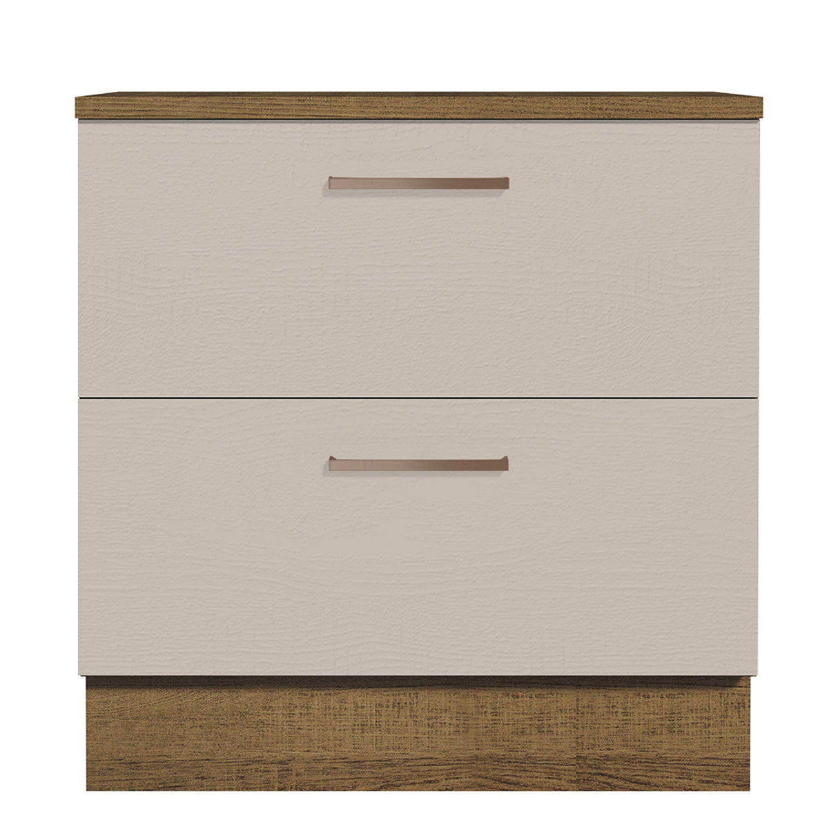 Mueble Inferior de Cocina Agata Marron y Crema 80x84cm con Mesón de Madera y Dos Cajones - MUEBLES INFERIORES DE COCINA | Bylmo