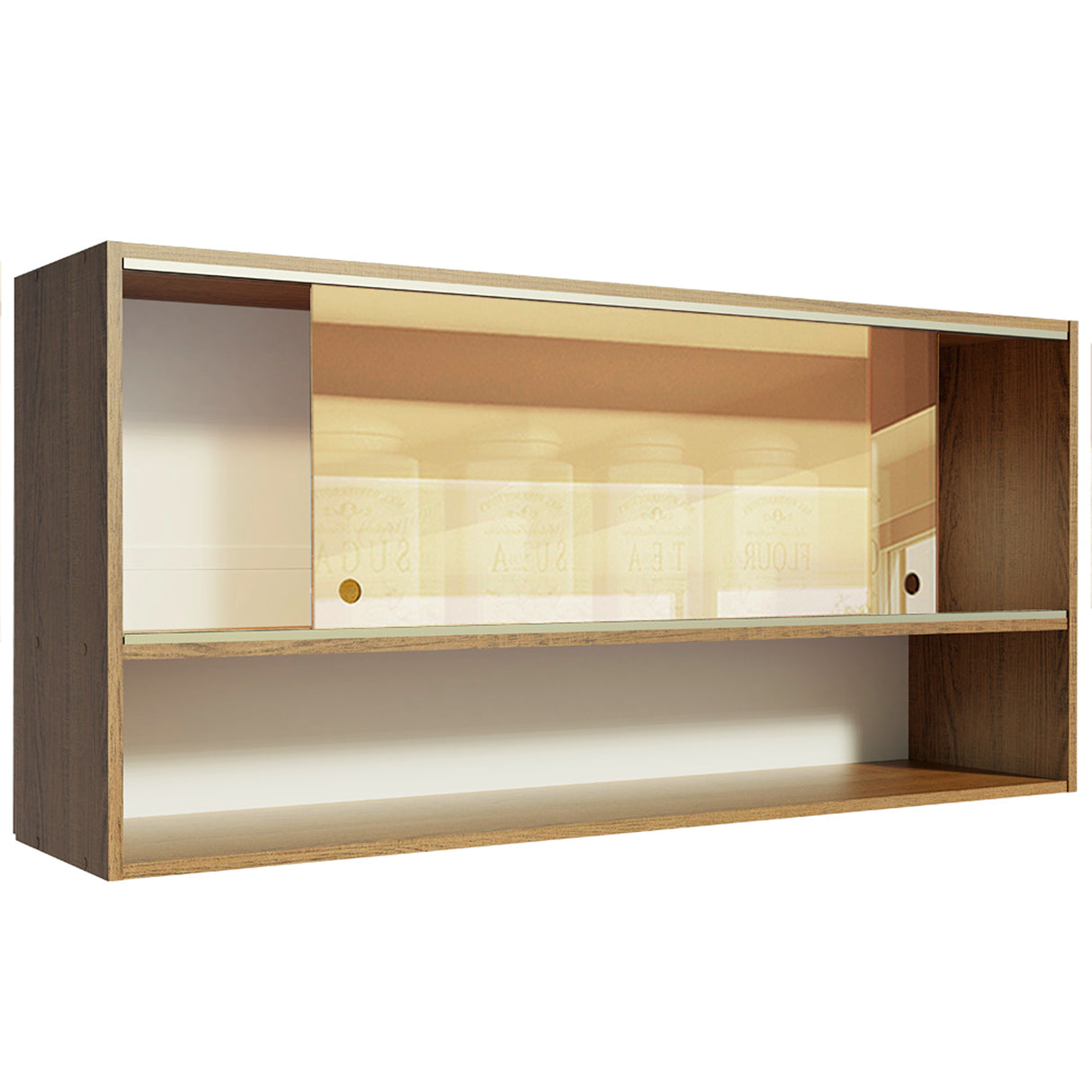 Mueble Superior de Cocina Emily Marron 105x49cm con Dos Entrepaños y Puertas Traslúcidas - MUEBLES SUPERIORES DE COCINA | Bylmo
