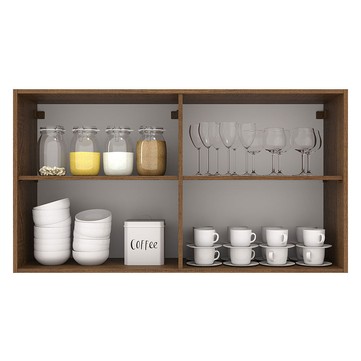 Mueble Superior de Cocina Agata Marron y Blanco 120x66cm con Dos Entrepaños - MUEBLES SUPERIORES DE COCINA | Bylmo