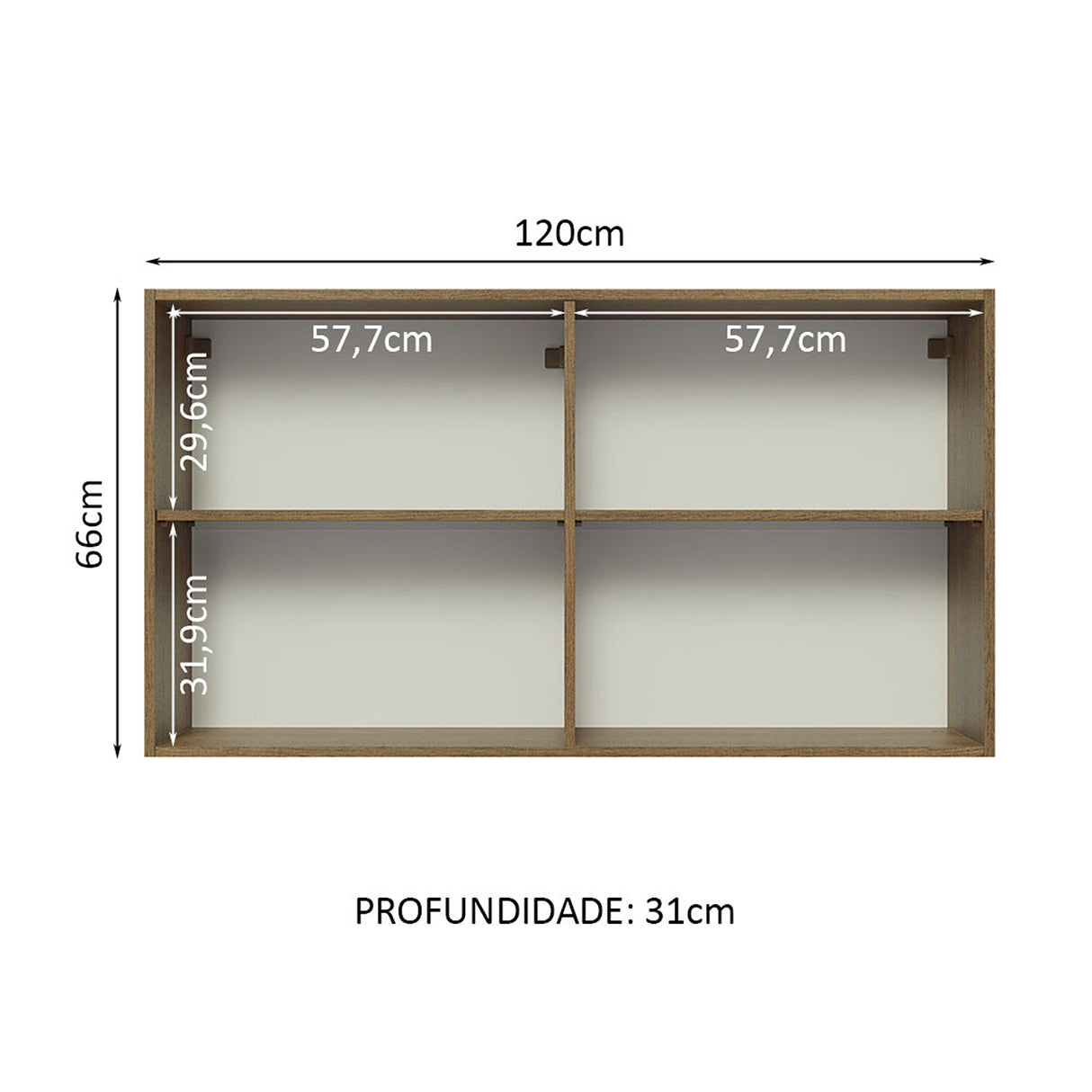Mueble Superior de Cocina Glamy Marron y Blanco 120x66cm con Dos Entrepaños - MUEBLES SUPERIORES DE COCINA | Bylmo