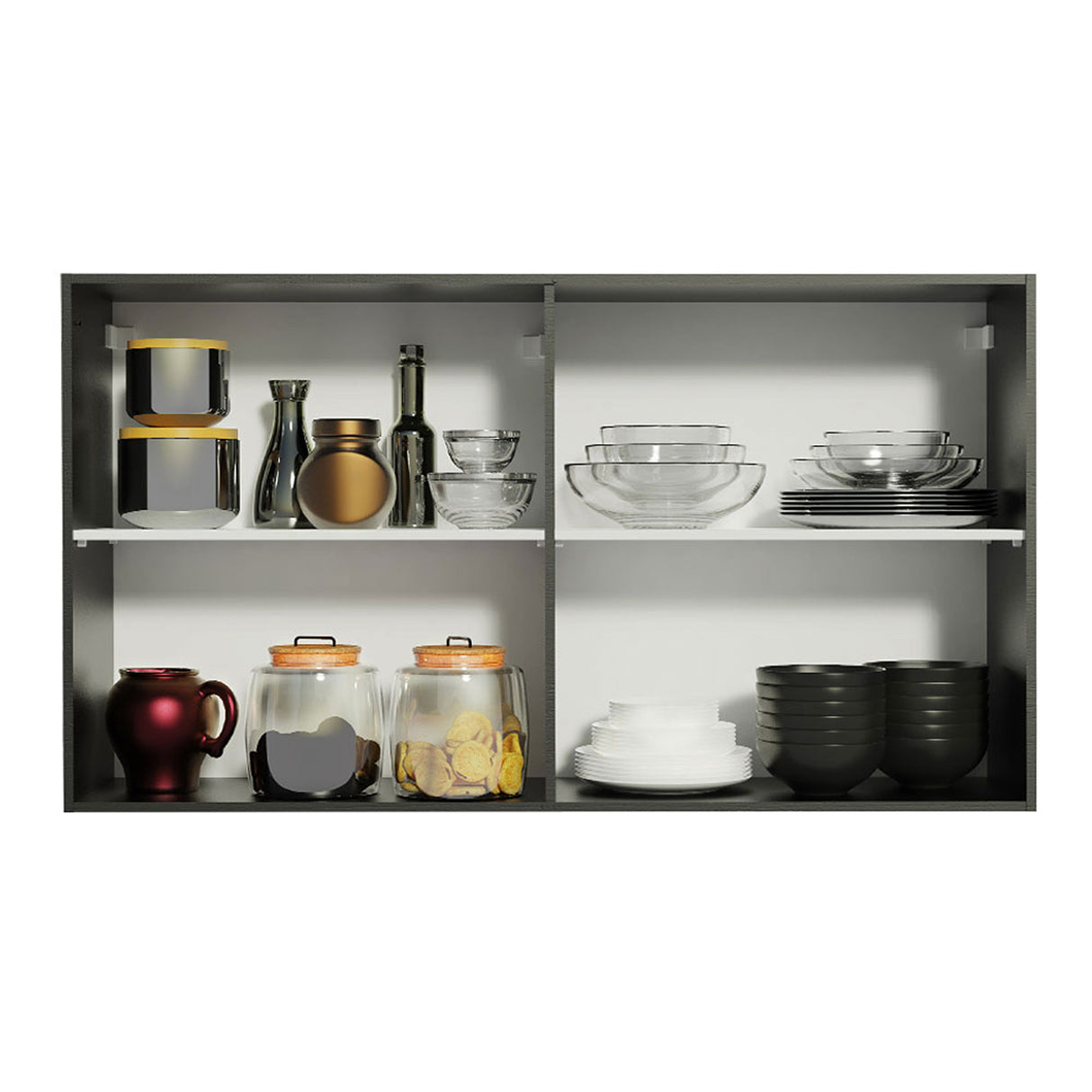 Mueble Superior de Cocina Reims Negro 120x66cm con Dos Entrepaños - MUEBLES SUPERIORES DE COCINA | Bylmo