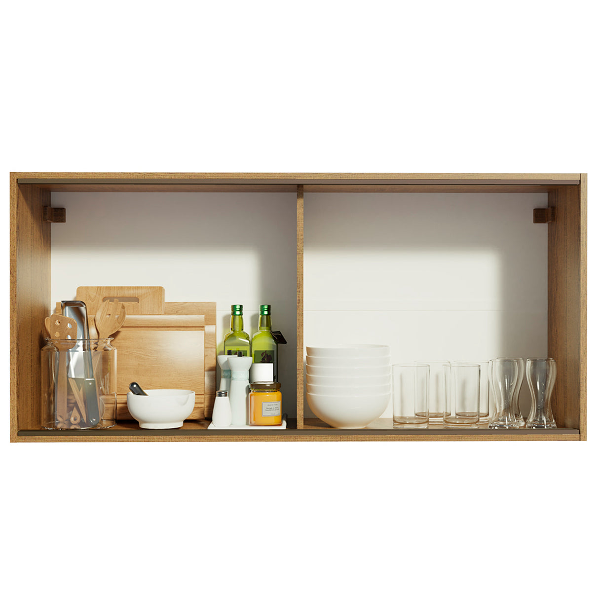 Mueble Superior de Cocina Emily Marron 105x49cm con Puertas Traslúcidas Grises - MUEBLES SUPERIORES DE COCINA | Bylmo