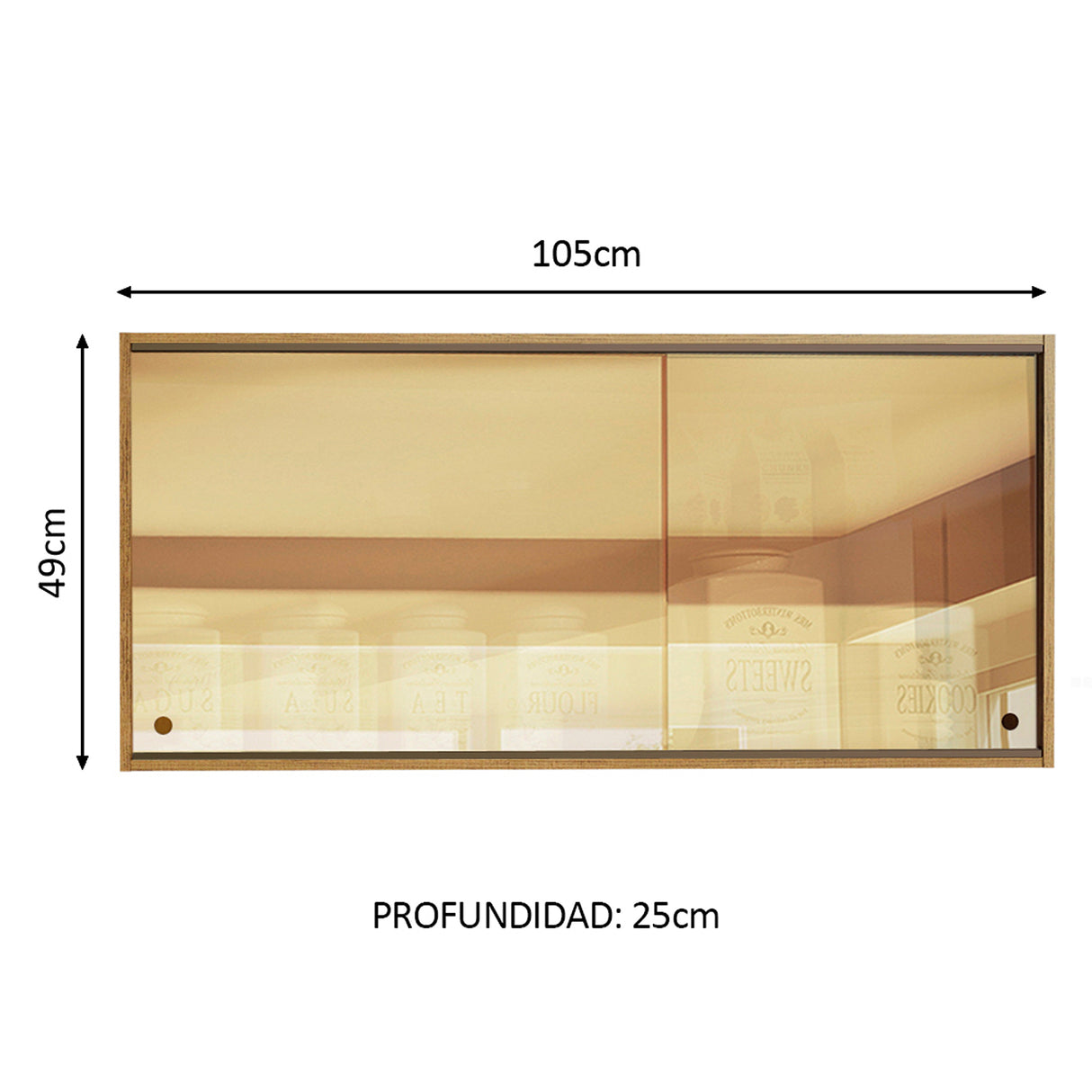 Mueble Superior de Cocina Emily Marron 105x49cm con Puertas Traslúcidas - MUEBLES SUPERIORES DE COCINA | Bylmo