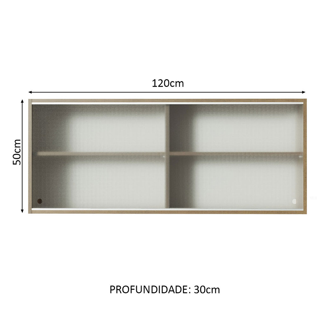 Mueble Superior de Cocina Glamy Lux Marron 120x50cm con Un Entrepaño y Puertas Traslúcidas Grises - MUEBLES SUPERIORES DE COCINA | Bylmo