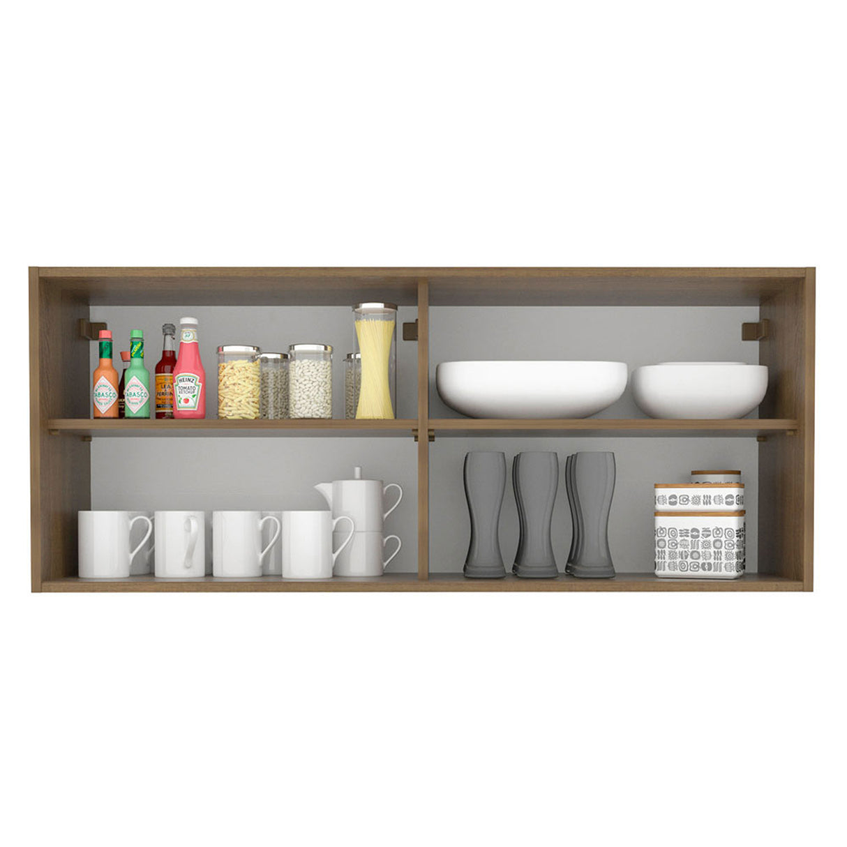 Mueble Superior de Cocina Glamy Lux Marron 120x50cm con un Entrepaño y Puertas Traslúcidas - MUEBLES SUPERIORES DE COCINA | Bylmo