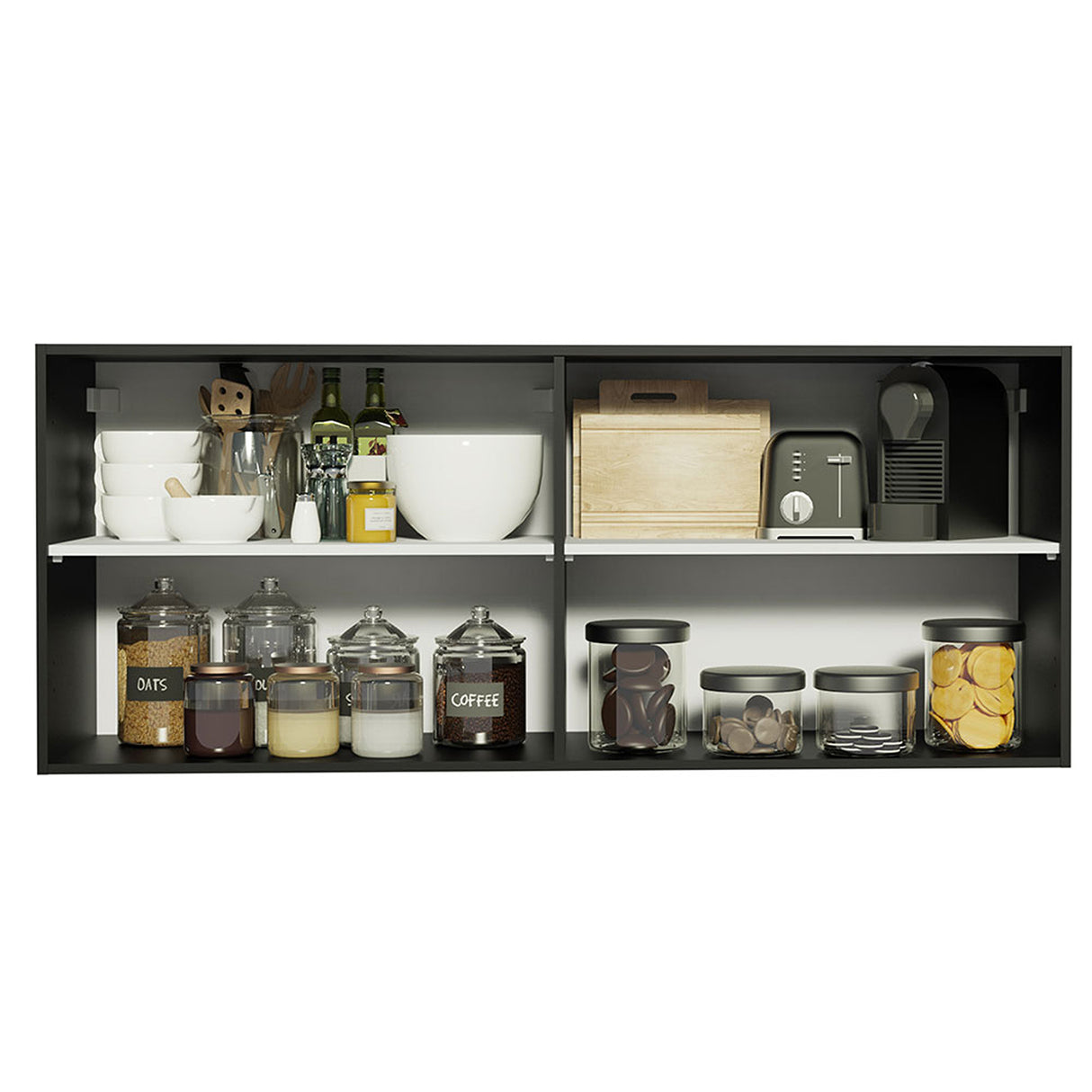 Mueble Superior de Cocina Reims Negro 120x50cm con Dos Entrepaños - MUEBLES SUPERIORES DE COCINA | Bylmo