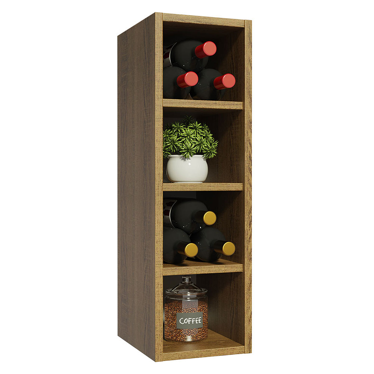 Mueble Superior de Cocina Marron 20x66cm con Tres Entrepaños - MUEBLES SUPERIORES DE COCINA | Bylmo