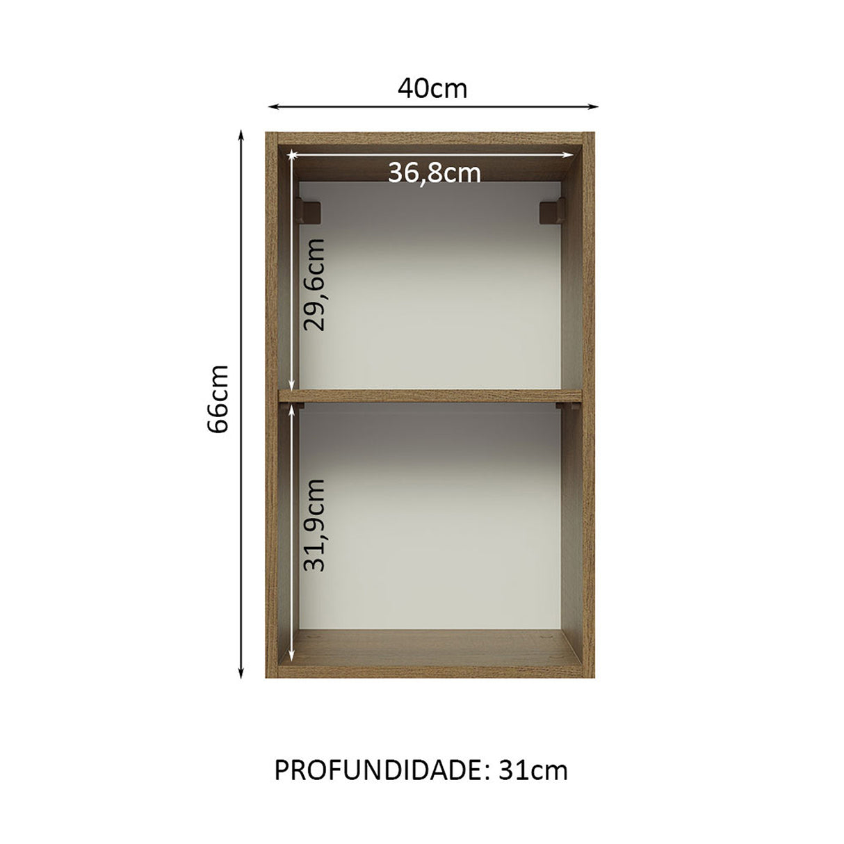 Mueble Superior de Cocina Glamy Marron y Blanco 40x66cm con Un Entrepaño - MUEBLES SUPERIORES DE COCINA | Bylmo