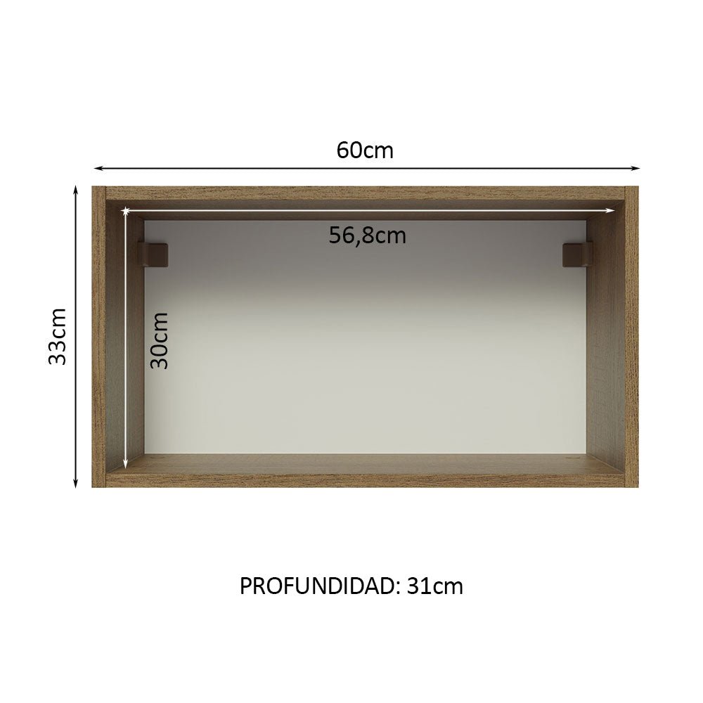 Mueble Superior de Cocina Glamy Marron y Blanco 60x33cm Sin Entrepaños - MUEBLES SUPERIORES DE COCINA | Bylmo