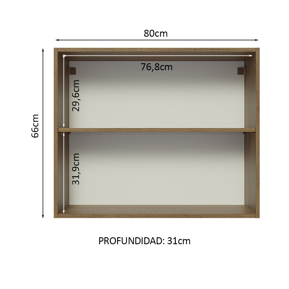Mueble Superior de Cocina Glamy Marron 80x66cm con Un Entrepaño - MUEBLES SUPERIORES DE COCINA | Bylmo